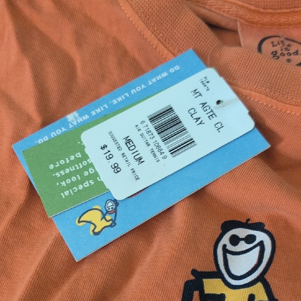 Mens Orange 'Life is Good' Tennis Graphic Tee - Picture 2 of 3